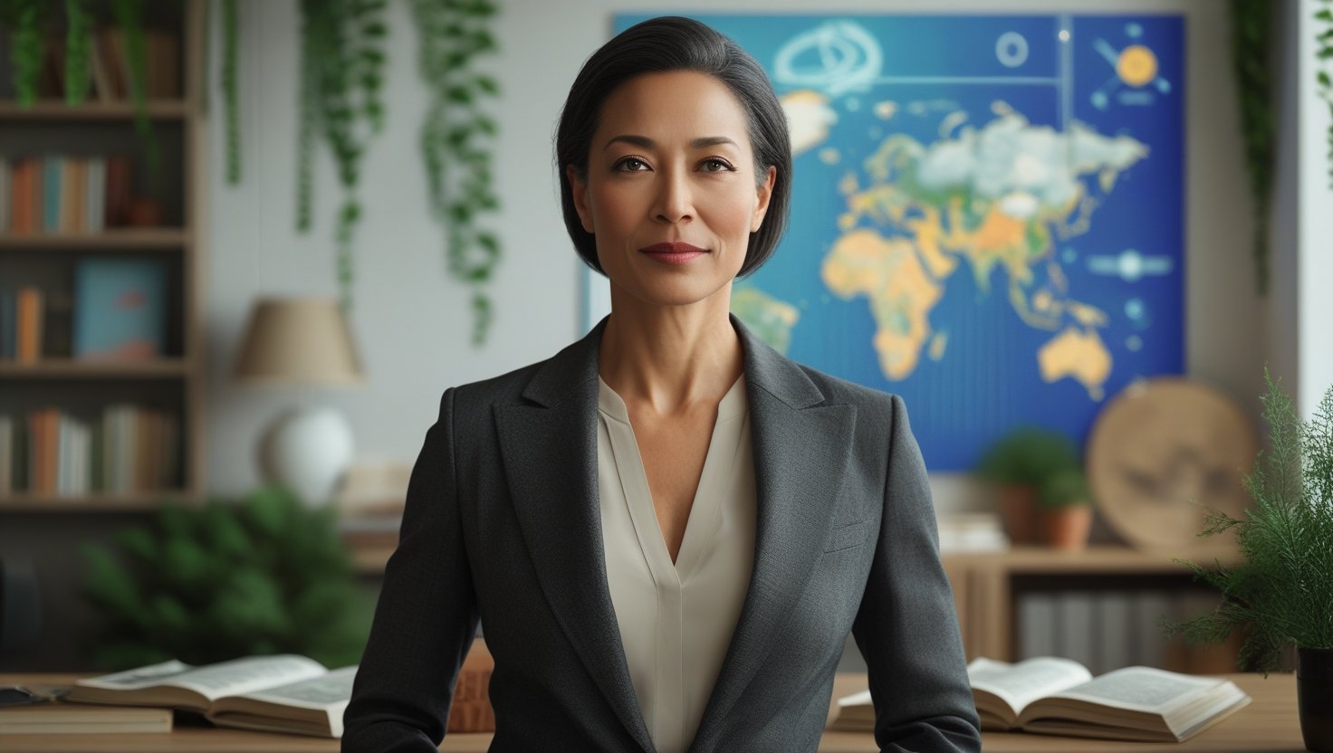 Malia Manocherian speaking at a global leadership conference