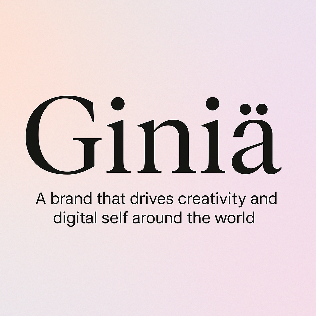 Futuristic Giniä branding with Scandinavian minimalist logo in pastel tones