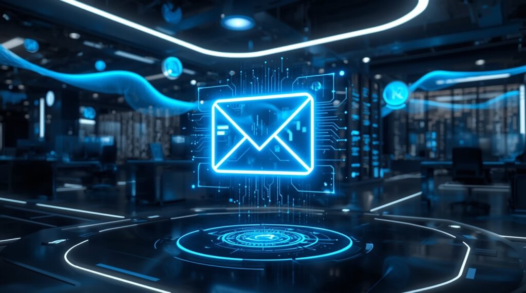 Futuristic digital email interface – Demainmail 2025
