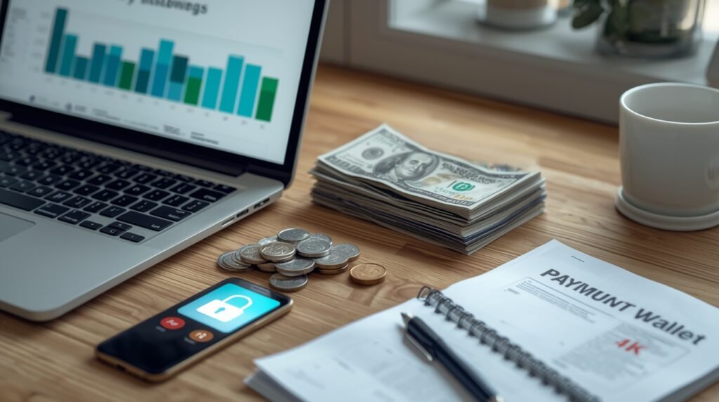 bop444money dashboard on laptop showing earnings, payouts and task list