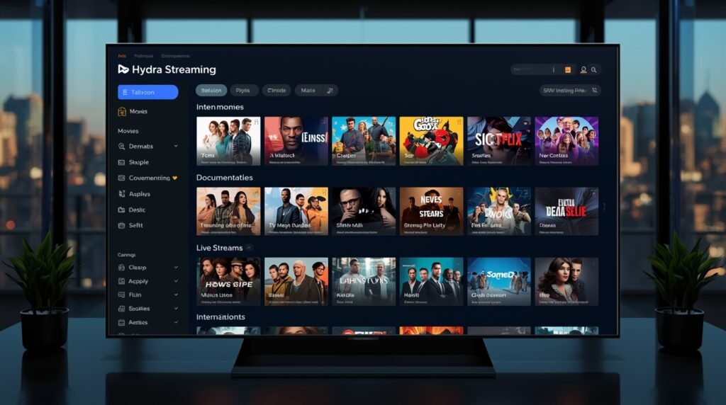 Hydra Streaming platform interface showing all-in-one entertainment features in 2025