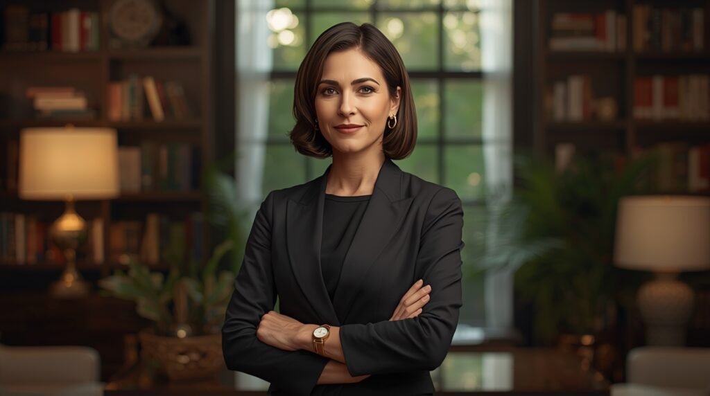 Theodora Holmes attending a charity event, smiling and interacting with people.