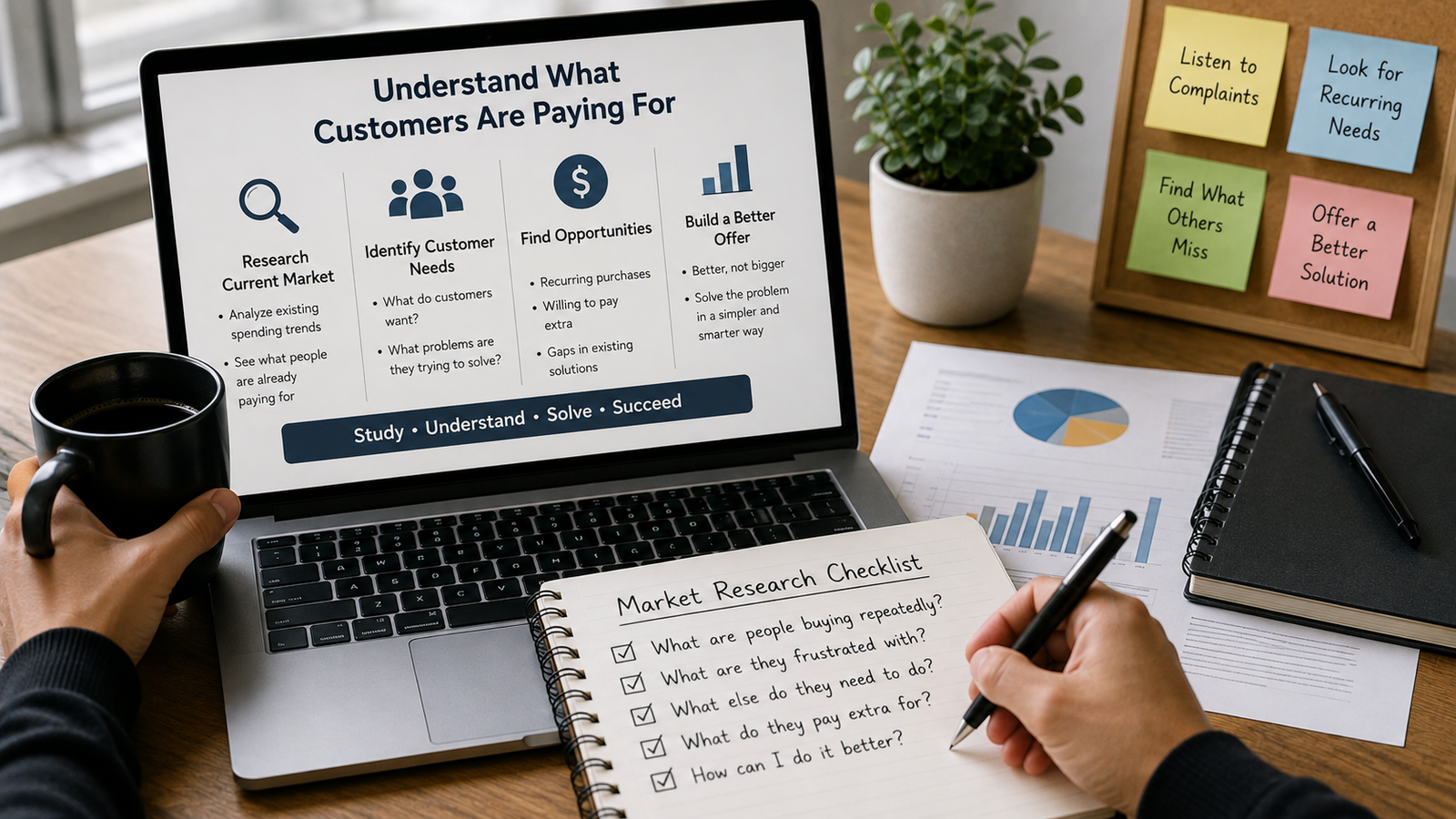 Entrepreneurs researching customer spending before starting a business