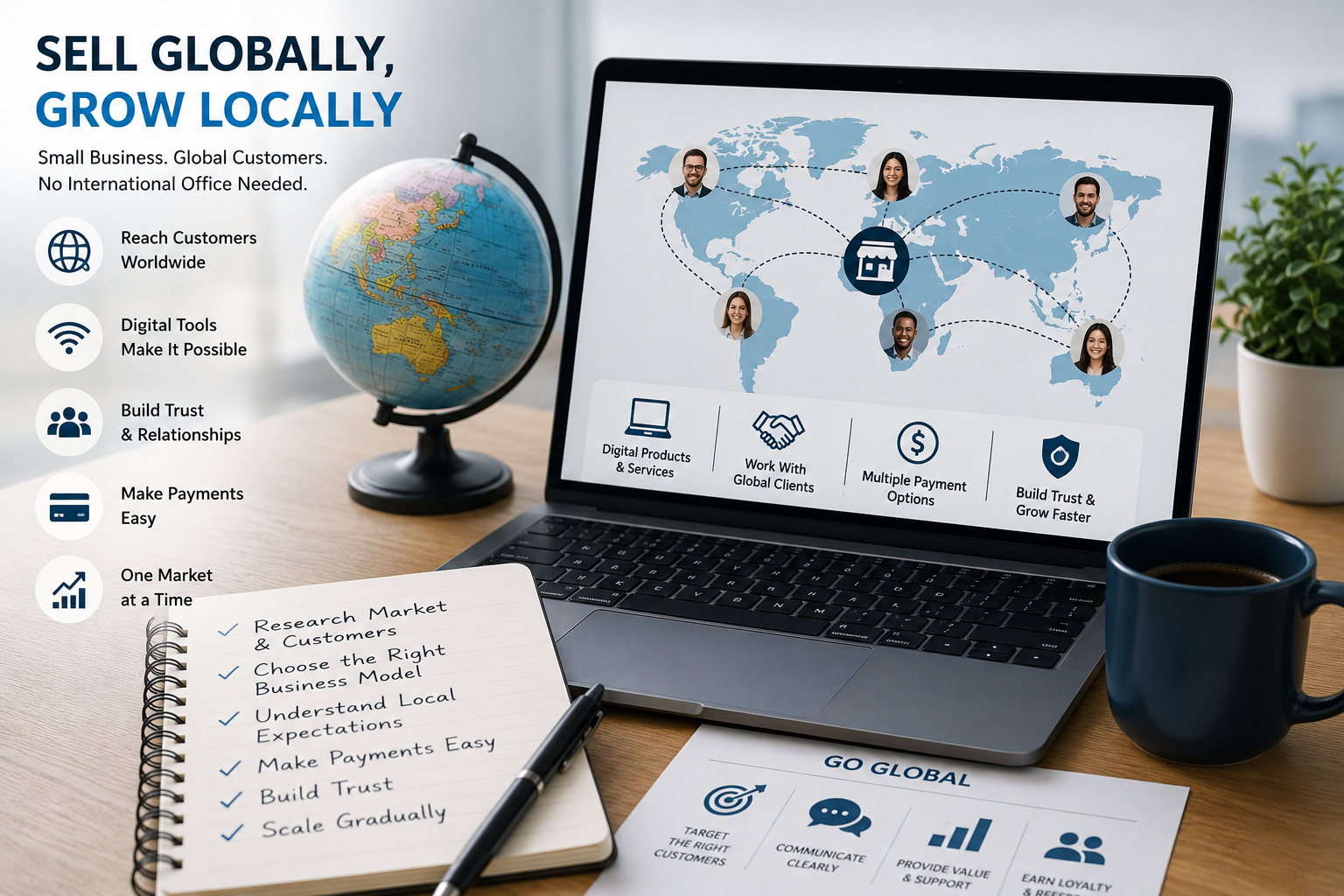 Small business selling to customers around the world