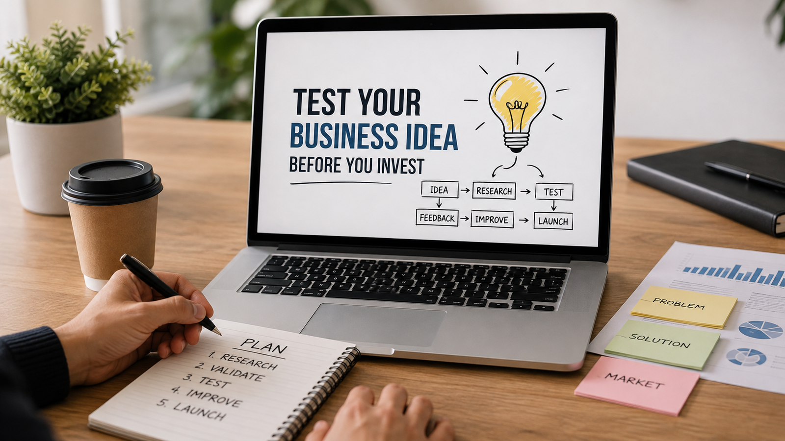 Entrepreneur testing a business idea before investing